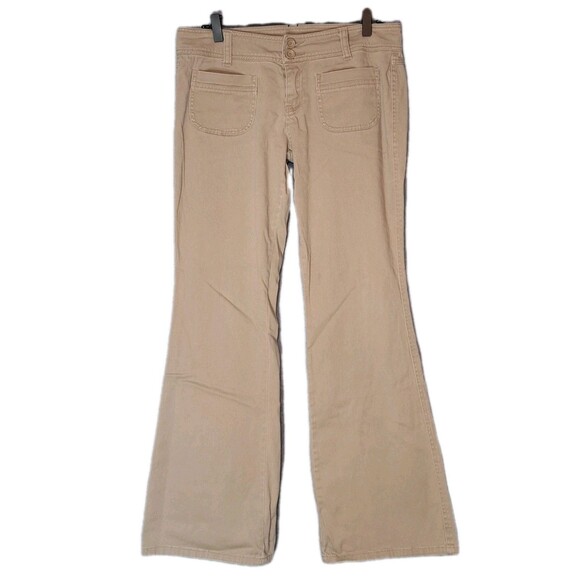 Be Bop Brown Khaki Jeans Pants Boot Cut Womens Size 11 Bebop Flare Bell Bottom - Picture 1 of 6